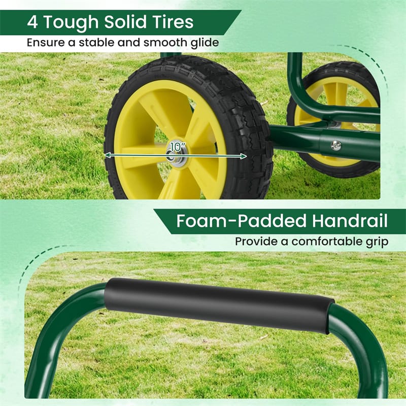 Heavy Duty Metal Garden Hose Reel Cart Holds 300FT of 5/8" Hose with 4 Wheels & Storage Basket, Portable Water Hose Organizer for Yard Lawn