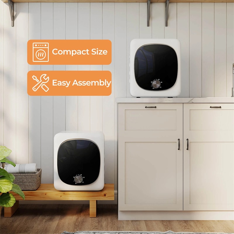 1.5 cu.ft Portable Clothes Dryer, 800W Electric Compact Vented Tumble Dryer with Stainless Steel Tub & 5 Modes for Apartment, Dorm & RV