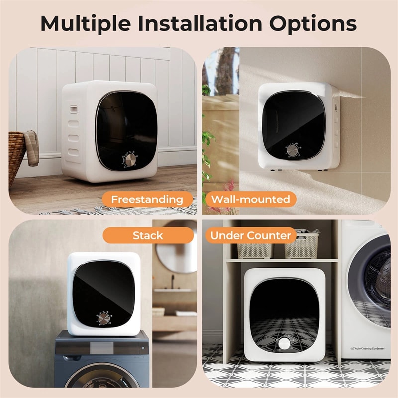 1.5 cu.ft Portable Clothes Dryer, 800W Electric Compact Vented Tumble Dryer with Stainless Steel Tub & 5 Modes for Apartment, Dorm & RV