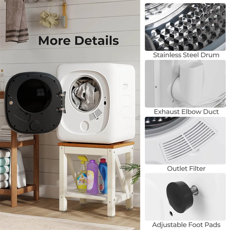 1.5 cu.ft Portable Clothes Dryer, 800W Electric Compact Vented Tumble Dryer with Stainless Steel Tub & 5 Modes for Apartment, Dorm & RV
