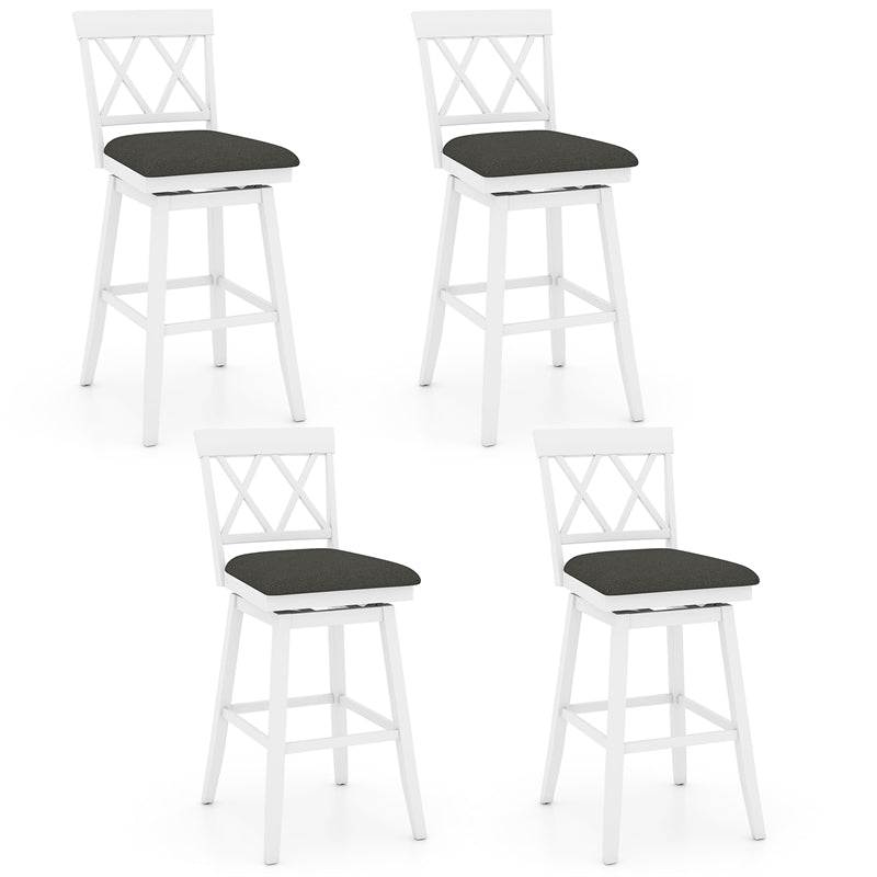 Swivel Bar Stools Set of 2, 29" Bar Height Chairs with Back, Padded Seat & Rubber Wood Frame, Farmhouse Barstools for Kitchen Island