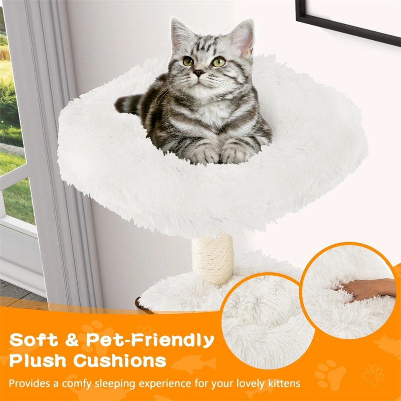 69" Tall Cat Tree, Modern Wood Cat Tower with Multi-Level Platforms, Sisal Scratching Posts & Washable Cushions for Large Cats up to 20 lbs