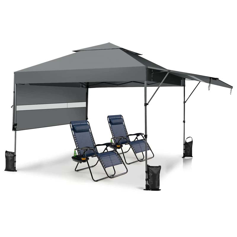 10 x 17.6 FT Outdoor Instant Pop-up Canopy Tent for Market Picnic with Dual Half Awnings & Wheeled Bag