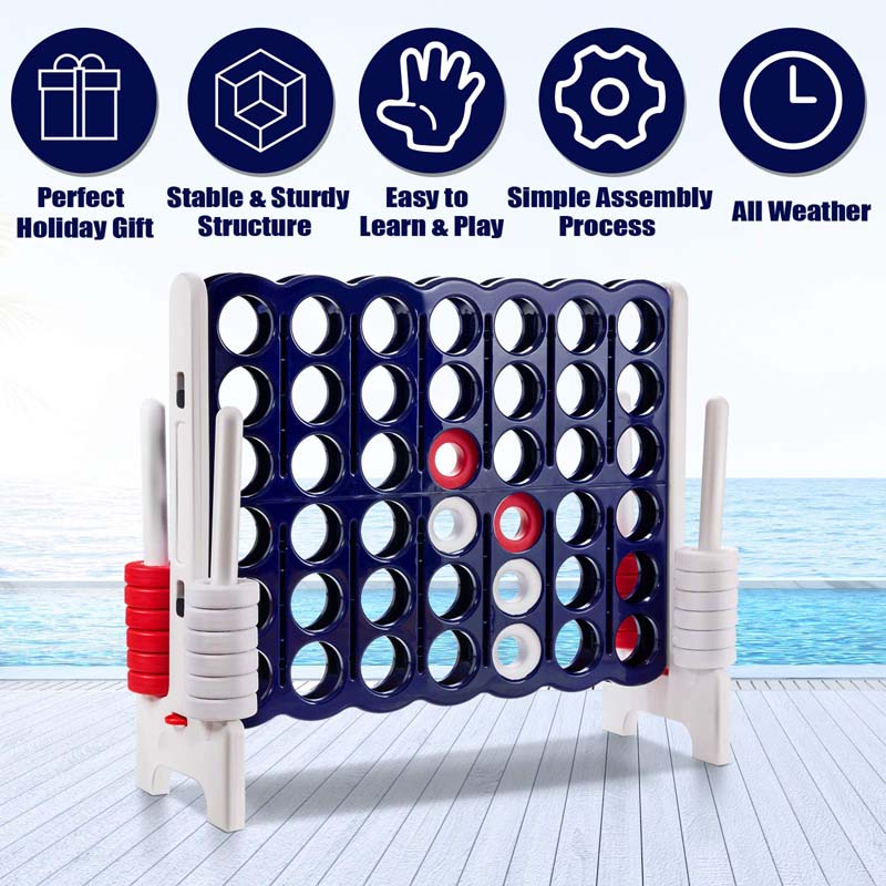 Giant 4-In-A-Row, Jumbo 4-to-Score Giant Game Set with 42 Jumbo Rings & Quick-Release Slider