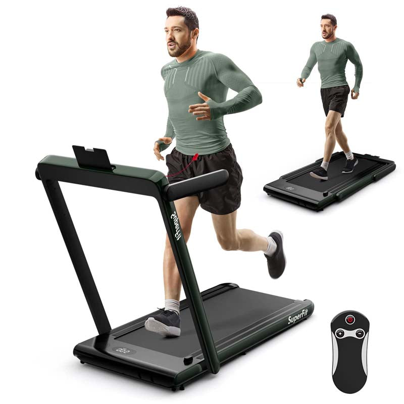 2.5HP 2-in-1 Folding Under Desk Treadmill with Speaker APP Remote Control, Portable Walking Jogging Machine for Home Gym Office