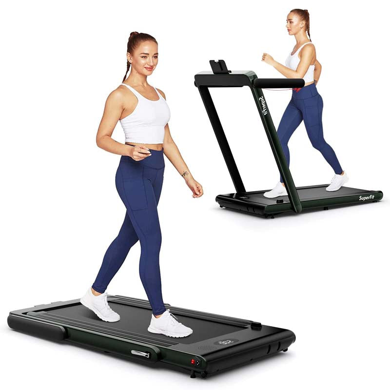 2.5HP 2-in-1 Folding Under Desk Treadmill with Speaker APP Remote Control, Portable Walking Jogging Machine for Home Gym Office