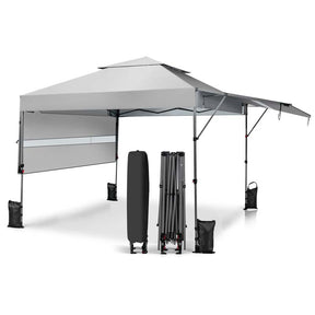 10 x 17.6 FT Outdoor Instant Pop-up Canopy Tent for Market Picnic with Dual Half Awnings & Wheeled Bag