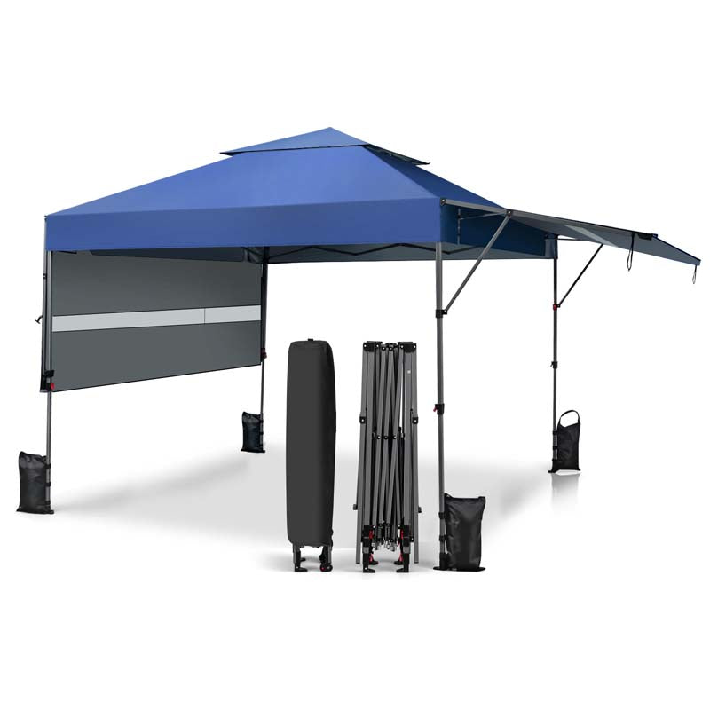 10 x 17.6 FT Outdoor Instant Pop-up Canopy Tent for Market Picnic with Dual Half Awnings & Wheeled Bag