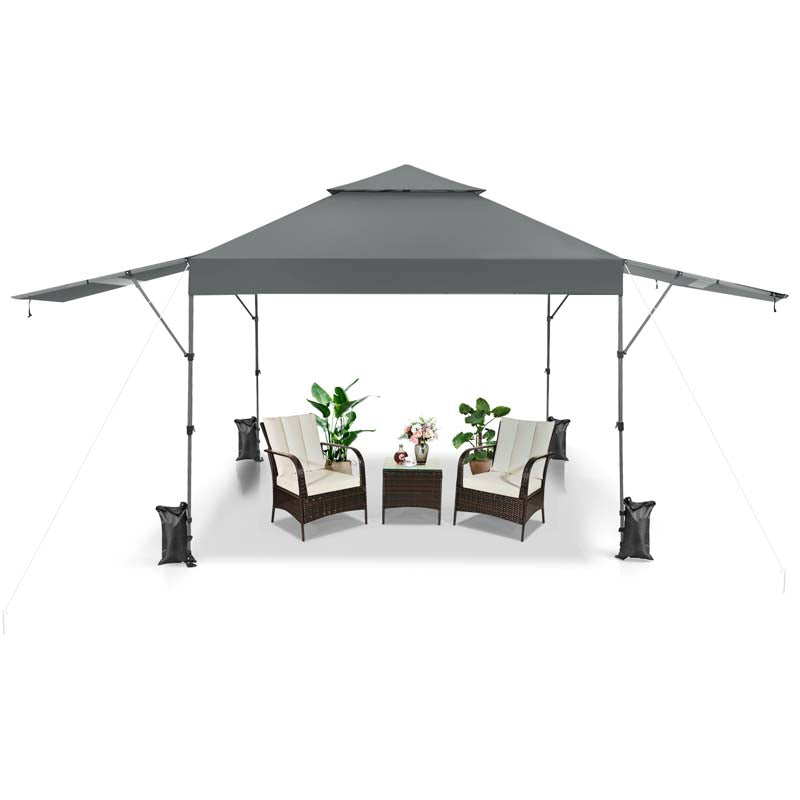 10 x 17.6 FT Outdoor Instant Pop-up Canopy Tent for Market Picnic with Dual Half Awnings & Wheeled Bag