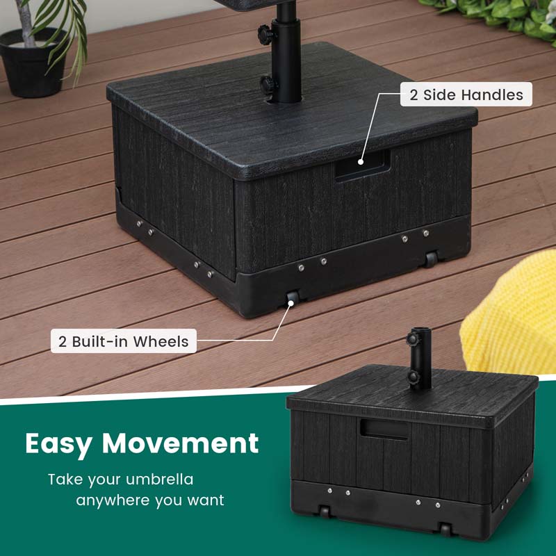 3-in-1 175LBS Outdoor Fillable Umbrella Base with Adjustable Table Tray & Weighted Bag, Wheeled Umbrella Stand for Patio Garden Poolside