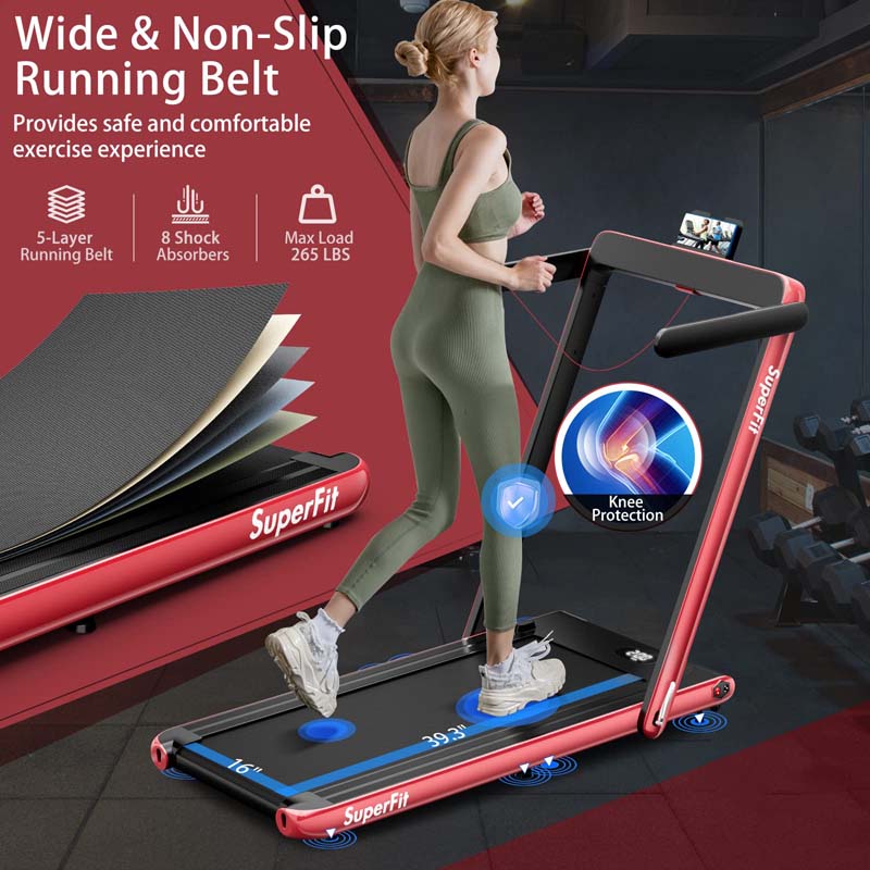 2.5HP 2-in-1 Folding Under Desk Treadmill with Speaker APP Remote Control, Portable Walking Jogging Machine for Home Gym Office