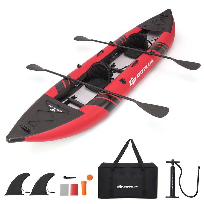 2-Person Inflatable Kayak Set with 2 Aluminium Oars & Repair Kit, 12.5Ft 507lbs Portable Fishing Touring Kayaks for Adults