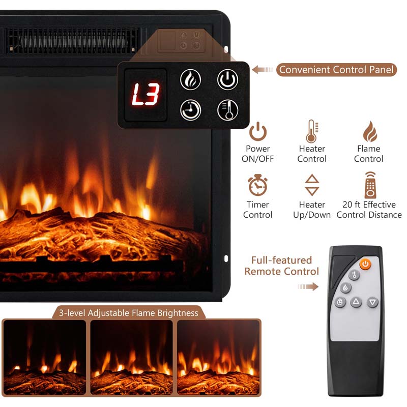 48" Electric Fireplace TV Stand for TVs Up to 55", Modern Wood Media Console with 18" Fireplace Heater, Remote Control & Adjustable Shelves