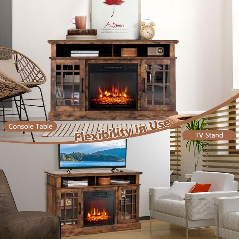 48" Electric Fireplace TV Stand for TVs Up to 55", Modern Wood Media Console with 18" Fireplace Heater, Remote Control & Adjustable Shelves