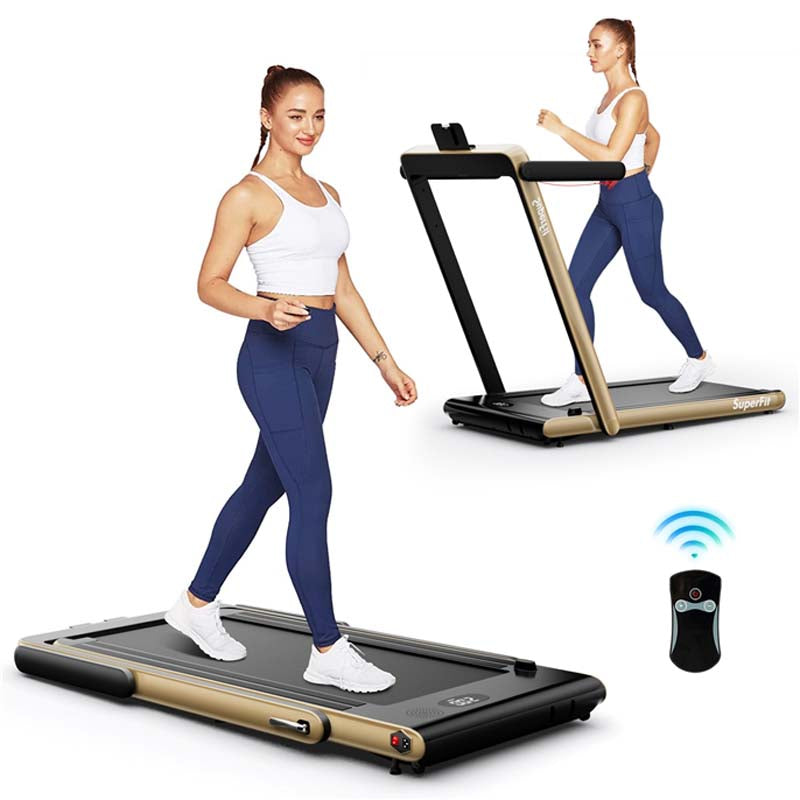 2.5HP 2-in-1 Folding Under Desk Treadmill with Speaker APP Remote Control, Portable Walking Jogging Machine for Home Gym Office