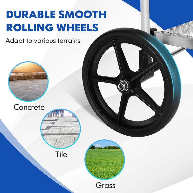 330 LBS Capacity Foldable Jumbo Shopping Cart w/360 Rolling Swivel Wheels, Double Basket, Heavy Duty Folding Utility Cart for Grocery Laundry Luggage