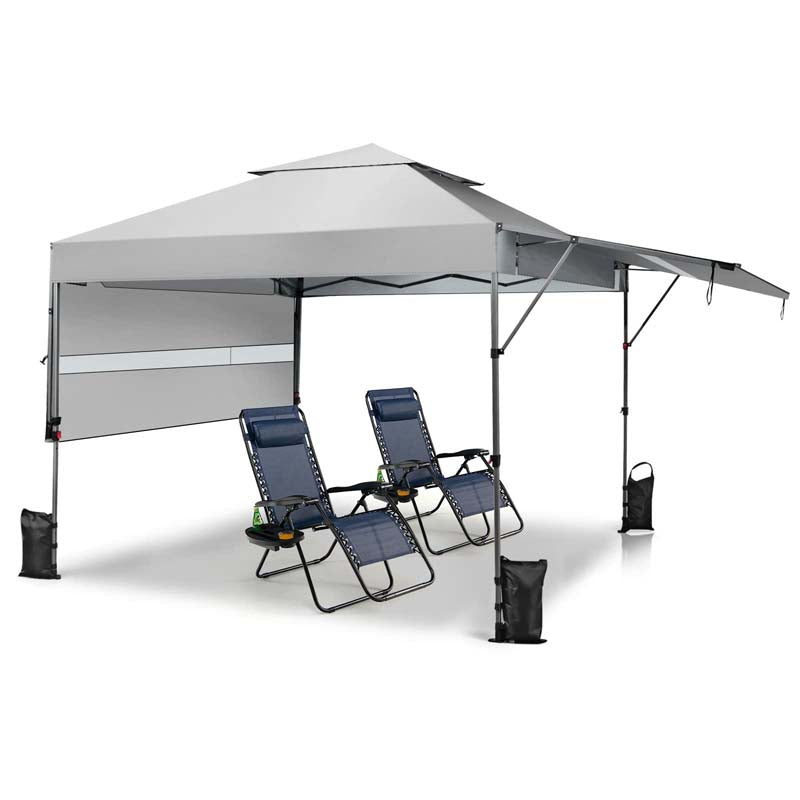 10 x 17.6 FT Outdoor Instant Pop-up Canopy Tent for Market Picnic with Dual Half Awnings & Wheeled Bag