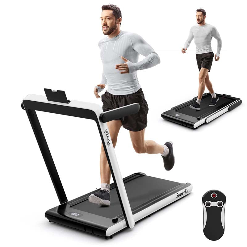 2.5HP 2-in-1 Folding Under Desk Treadmill with Speaker APP Remote Control, Portable Walking Jogging Machine for Home Gym Office