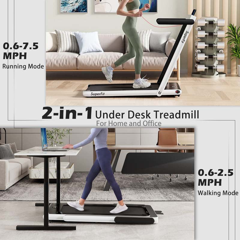 2.5HP 2-in-1 Folding Under Desk Treadmill with Speaker APP Remote Control, Portable Walking Jogging Machine for Home Gym Office