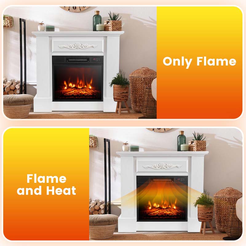 1400W Electric Fireplace Heater with Mantel, 32" Freestanding Fireplace Mantel w/ Remote Control, Thermostat & 6H Timer, Adjustable 3D Flame