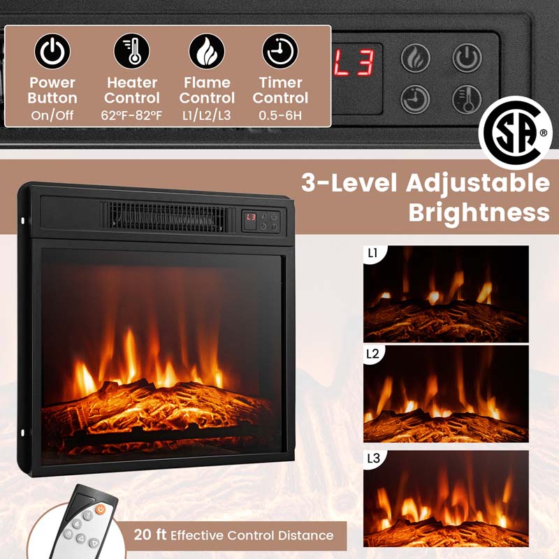 Electric Fireplace TV Stand with LED Lights for 65" TVs, Entertainment Center w/ 18" Heater Insert, APP & Remote Control, Adjustable Shelf