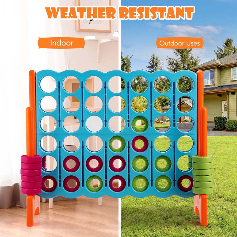 Giant 4-In-A-Row, Jumbo 4-to-Score Giant Game Set with 42 Jumbo Rings & Quick-Release Slider