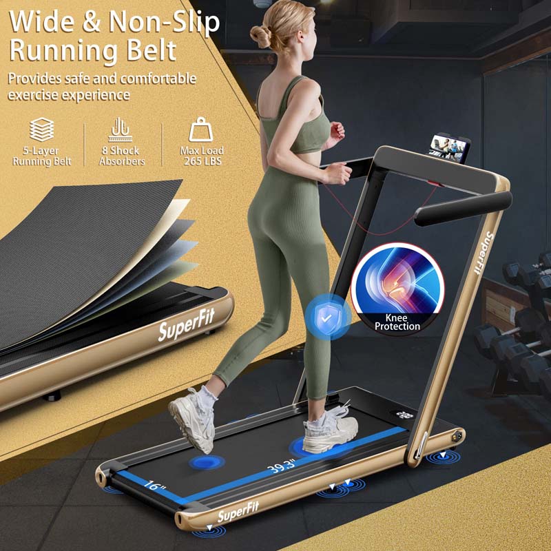 2.5HP 2-in-1 Folding Under Desk Treadmill with Speaker APP Remote Control, Portable Walking Jogging Machine for Home Gym Office