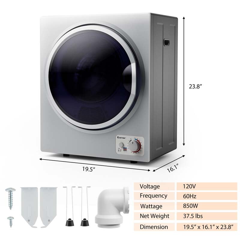 10 lbs Portable Clothes Dryer, Wall Mounted Front Load Dryer Tumble Dryer, Portable Dryer Machine for Apartments RV