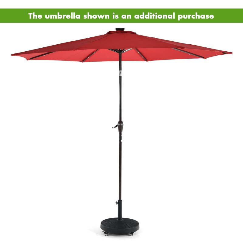 50 LBS Rattan Style Resin Patio Umbrella Base Stand with Lockable Wheels, 20.5" Heavy-Duty Round Outdoor Umbrella Holder