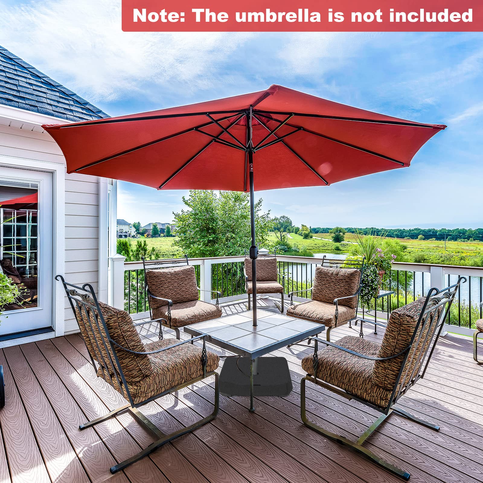 220LBS Heavy Duty Sand-Filled Market Offset Umbrella Base with 2 Sandbags & All-Weather Cover, Fits 1.9" Poles for Patio & Poolside Umbrellas