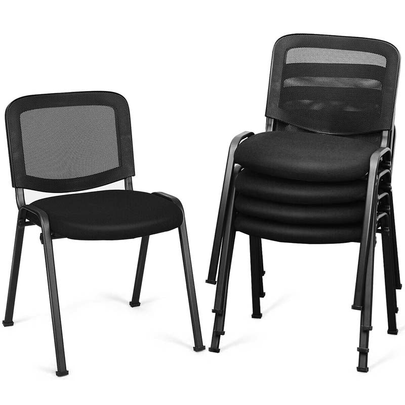 5 Pcs Stackable Conference Chairs with Mesh Back, Ergonomic Office Waiting Room Guest Reception Chairs