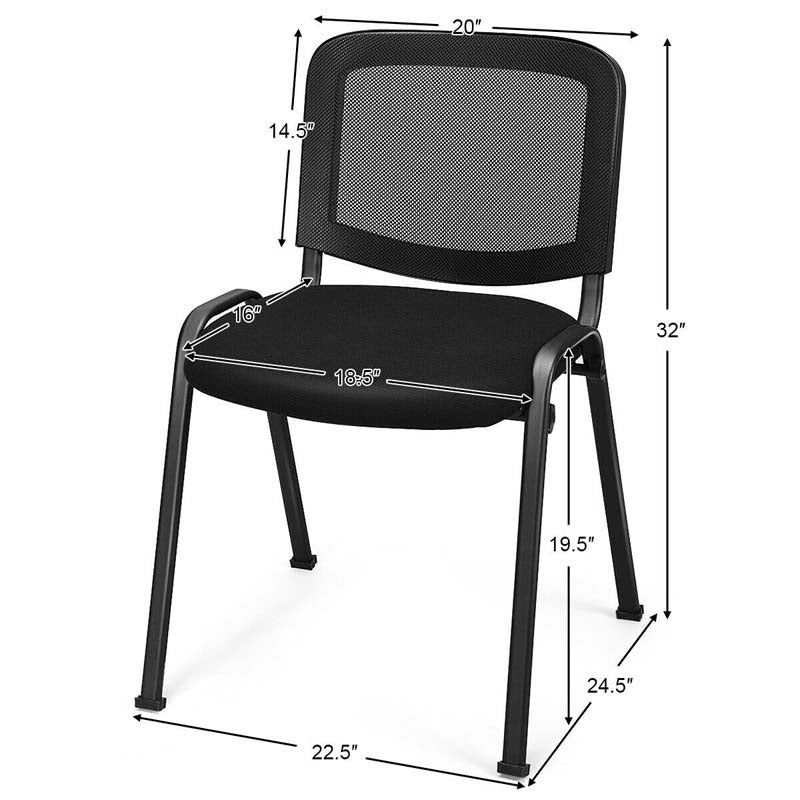 Set of 5 Stackable Conference Chairs with Mesh Back, Ergonomic Office Waiting Room Guest Reception Chairs