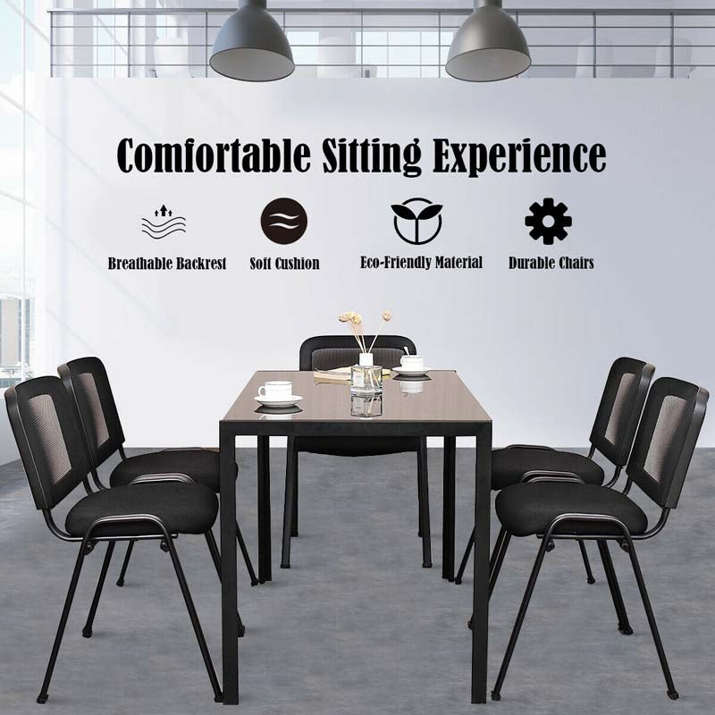 Set of 5 Stackable Conference Chairs with Mesh Back, Ergonomic Office Waiting Room Guest Reception Chairs