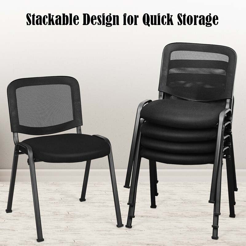 5 Pcs Stackable Conference Chairs with Mesh Back, Ergonomic Office Waiting Room Guest Reception Chairs