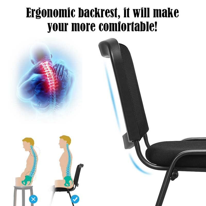 Set of 5 Stackable Conference Chairs with Mesh Back, Ergonomic Office Waiting Room Guest Reception Chairs