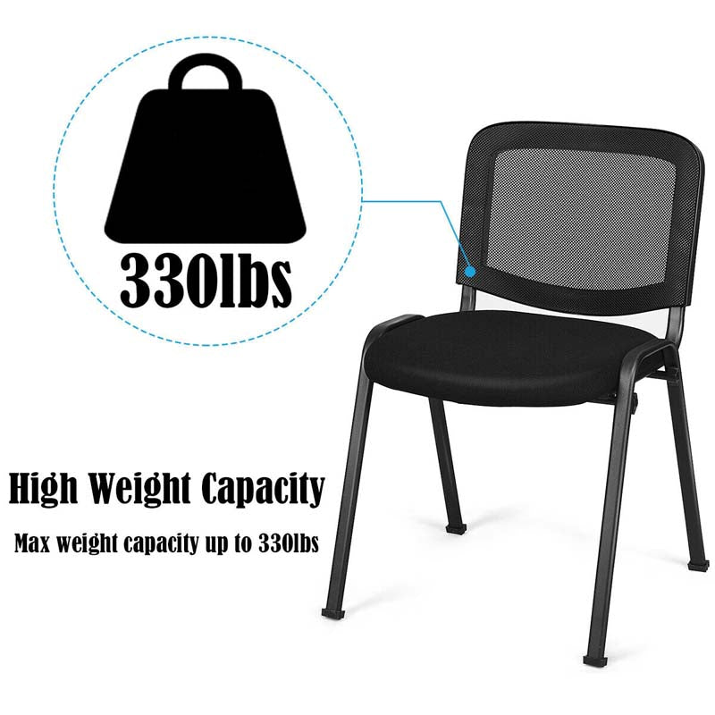 Set of 5 Stackable Conference Chairs with Mesh Back, Ergonomic Office Waiting Room Guest Reception Chairs