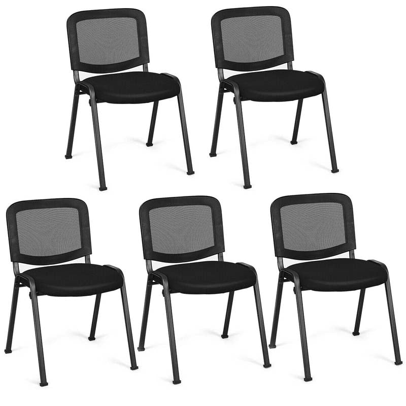 5 Pcs Stackable Conference Chairs with Mesh Back, Ergonomic Office Waiting Room Guest Reception Chairs