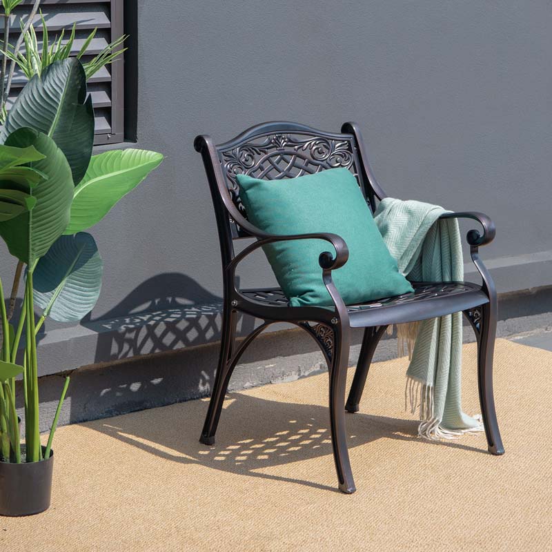 2/4Pcs All-Weather Cast Aluminum Chairs with Armrests & Curved Seats, Outdoor Dining Chairs Patio Bistro Armchairs for Backyard Garden Poolside