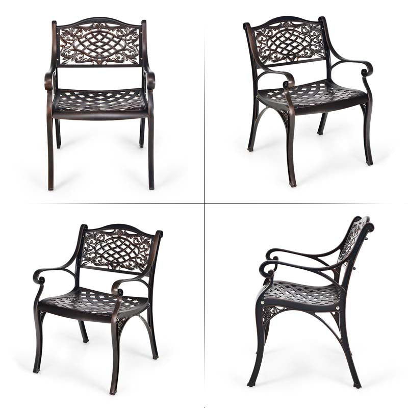 2/4Pcs All-Weather Cast Aluminum Chairs with Armrests & Curved Seats, Outdoor Dining Chairs Patio Bistro Armchairs for Backyard Garden Poolside
