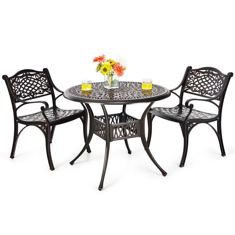 2/4Pcs All-Weather Cast Aluminum Chairs with Armrests & Curved Seats, Outdoor Dining Chairs Patio Bistro Armchairs for Backyard Garden Poolside