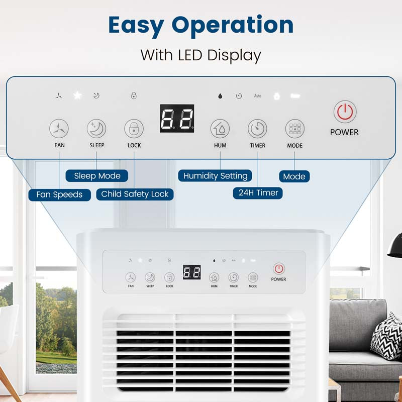 2500 Sq.Ft Dehumidifier for Basement, 32 Pints Portable Dehumidifier with Auto Defrost & Drain Hose, Sleep Mode, 24H Timer for Home Office