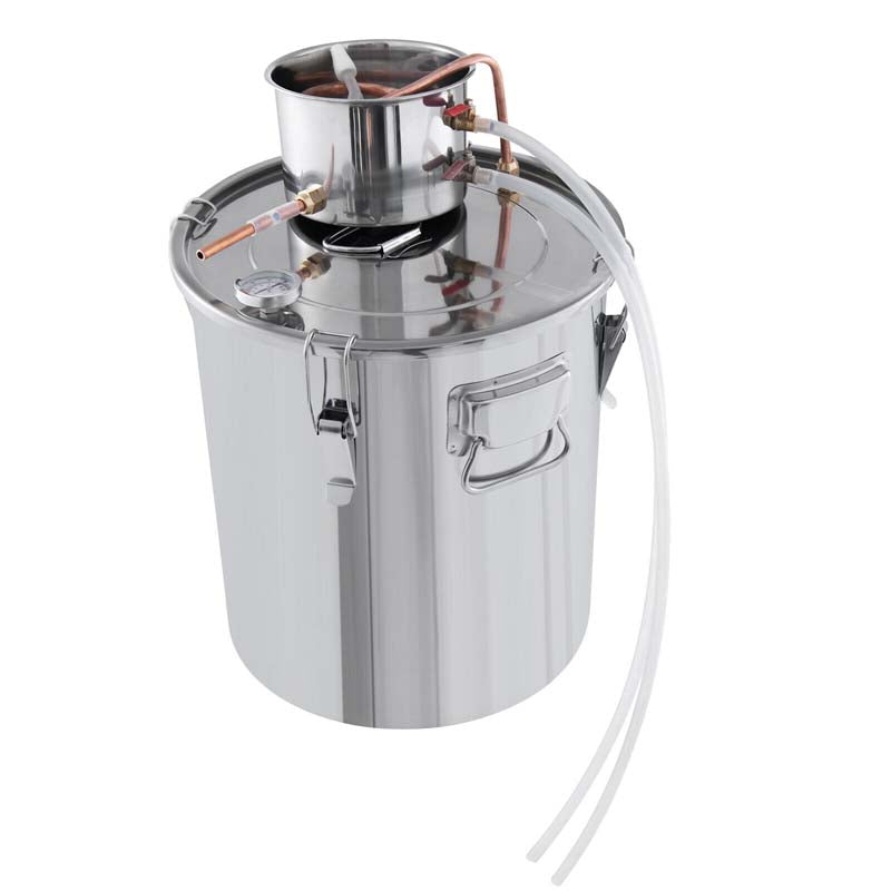 5/10 Gal Alcohol Still, 2 Pots Stainless Steel Water Alcohol Distiller with Copper Tube, Multi-purpose Home Brewing Kit for DIY Whiskey Brandy