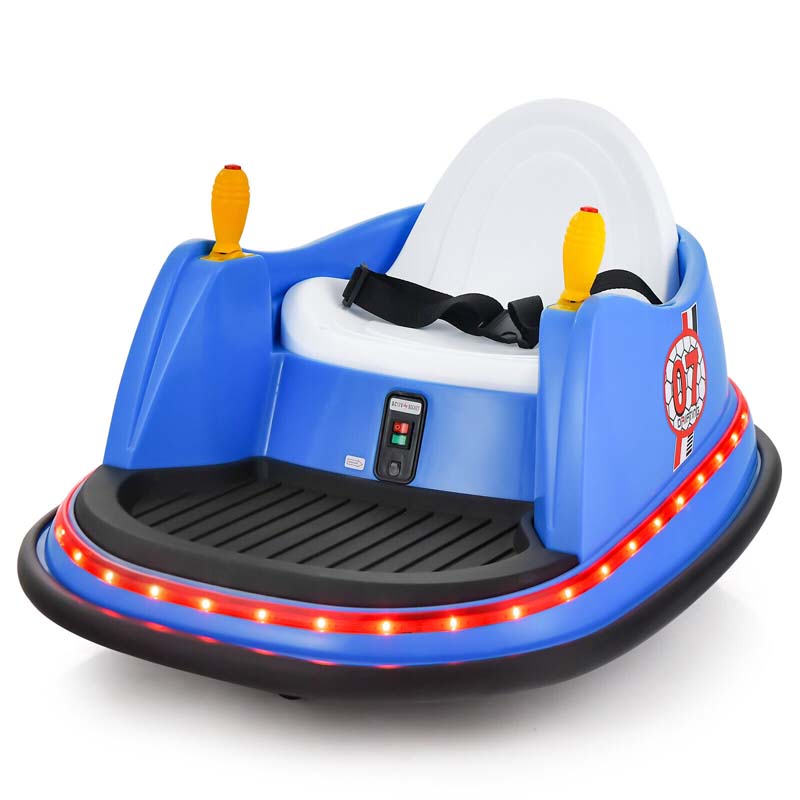 12V Toddler Bumping Car, Battery Powered Baby Ride on Bumper Car with Dual Joysticks, Flashing LED Light & 360 Degree Spin