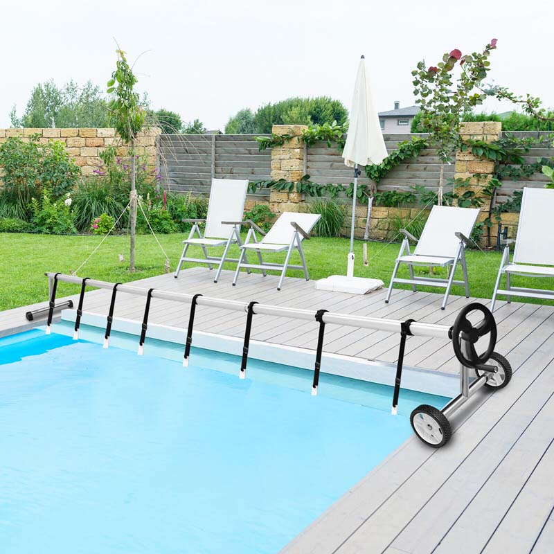 Above Ground Pool Solar Cover Reel Roller Set with Hand Crank & Wheels, 18FT(Buy 1 (Save