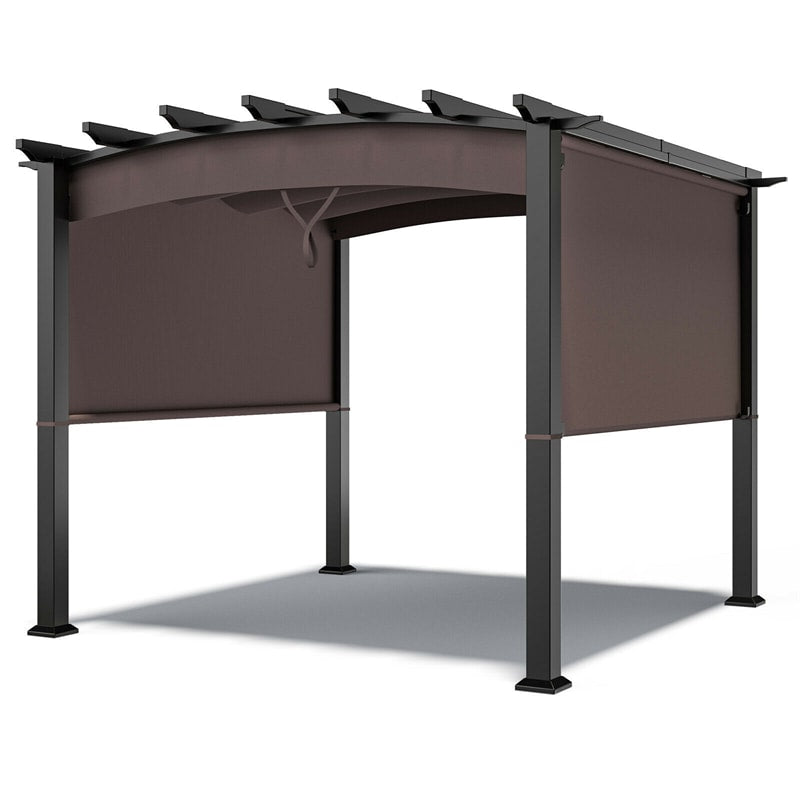 10 x 10 FT Patio Metal Pergola with Retractable Canopy Heavy-Duty Outdoor Pergola for Deck Backyard Garden