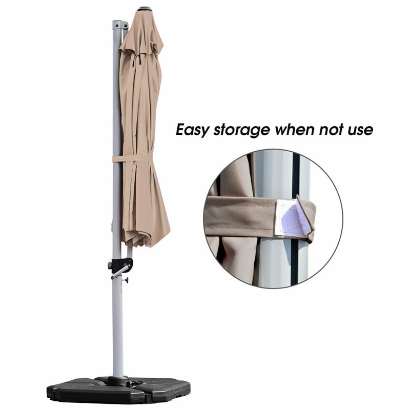 11 FT Patio Offset Cantilever Umbrella 360° Rotation Tilt with Cross Base & Crank Handle