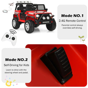 Kids Ride on Jeep Car 12V Battery Powered Electric Riding Toy Truck with Remote Control, Lights & Music