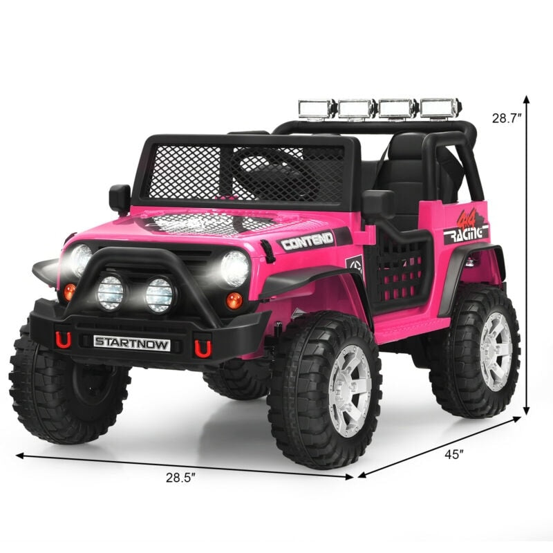 Kids Ride on Jeep Car 12V Battery Powered Electric Riding Toy Truck with Remote Control, Lights & Music