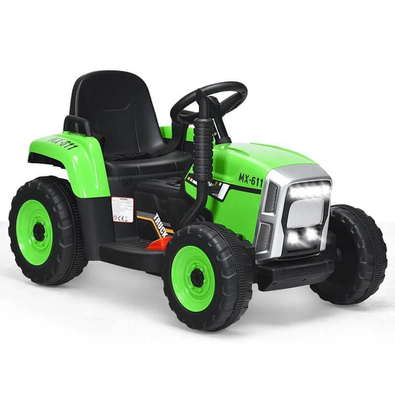 12V Kids Ride On Tractor with Detachable Trailer, 3-Gear Ground Loader & Remote Control, Riding Toy Tractor Electric Vehicle for Ages 3+