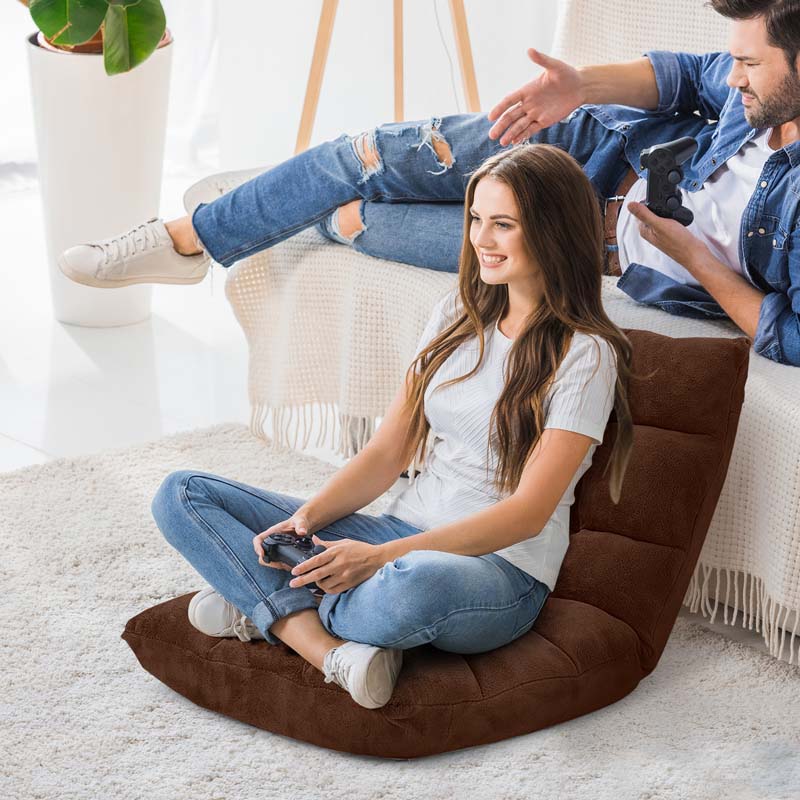 Memory Foam Floor Chair, 14-Position Adjustable Folding Gaming Sofa Chair with Back Support, Chaise Lounge Sleeper Bed Couch Recliner